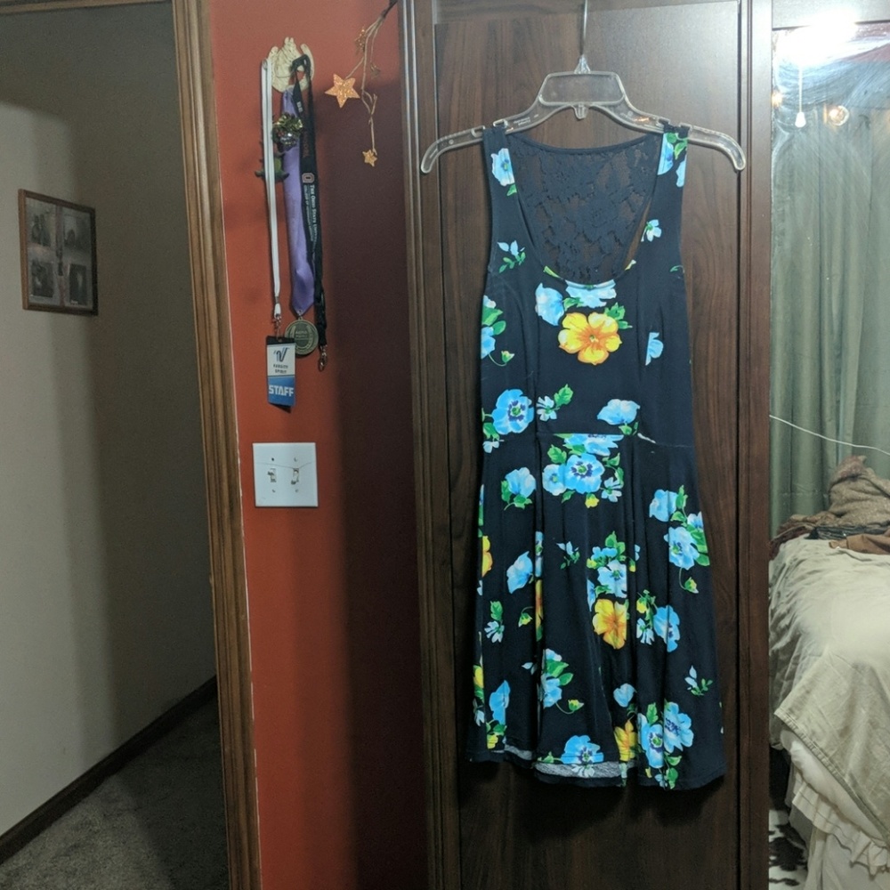 Navy blue flowered dress
